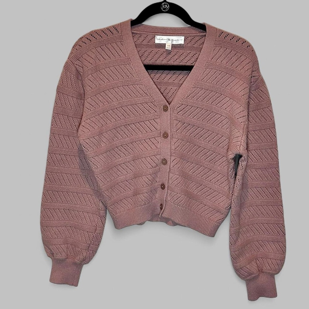 Chelsea & Theodore Dusty Pink Cottagecore Cardigan Medium